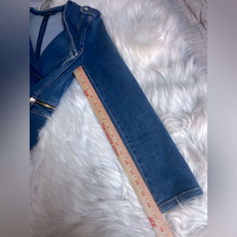 White House Black Market Sz 00 Women’s Blue Jean Jacket - Picture 11 of 13